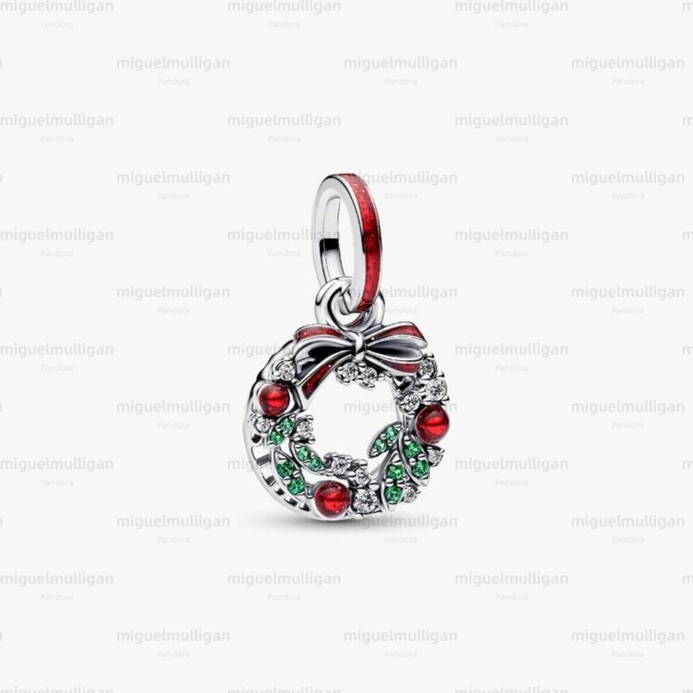 Pandora Holiday Wreath Double Dangle Charm